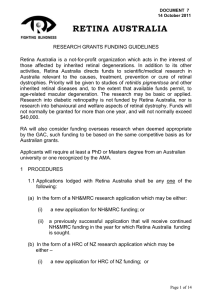 Retina Australia Document 7 Research Grants Funding Guidelines dated 14 October 2011