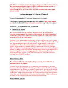 Informed Consent Template for Subjects Over 18 Years of Age