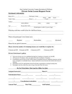 Private Swim Lesson Request Form  Participant’s Information