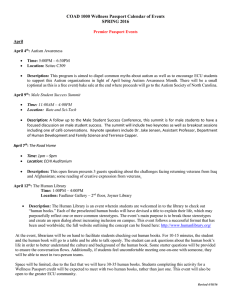 COAD 1000 Passport Program Calendar 