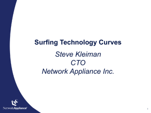 Steve Kleiman CTO Network Appliance Inc. Surfing Technology Curves