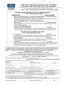 2009 Summer Engineering &amp; Medical Careers Workshops
