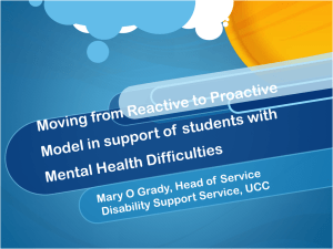 Moving from Reactive to Proactive Model in support of students with Mental Health Difficulties