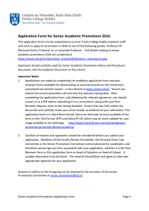 Application Form for Senior Academic Promotions 2016