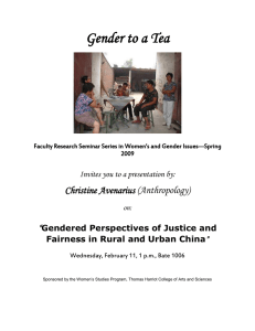 Gender to a Tea Christine Avenarius (Anthropology)  “