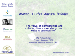 View the presentation delivered by Arleen Folan, Project Manager, Water is Life, Dundalk Institute of Technology