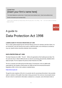 ACCA Guide to... the Data Protection Act