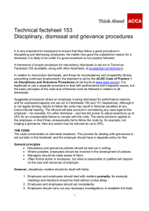 Technical factsheet 153: Disciplinary, dismissal and grievance procedures