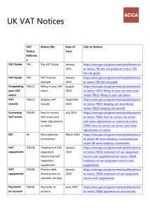 VAT notices Update January 2015