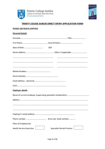 Orthodontic Therapy Student Application Form 2016