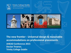 The New Frontier - Universal Design & Reasonable Accommodations on Professional Placements