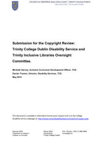 Disability Service submission to the Review of the Copyright and Related Rights Act 2000.
