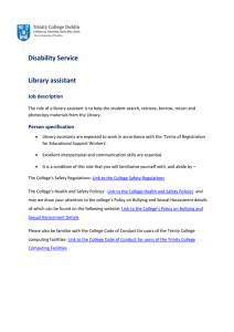 Disability Service Library assistant Job description