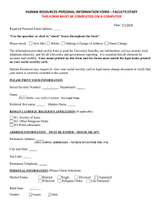 Personal Information Form - Staff/Faculty