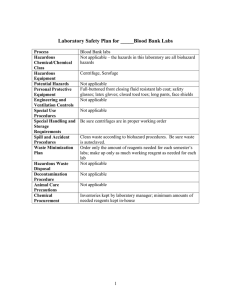 Laboratory Safety Plan for _____Blood Bank Labs