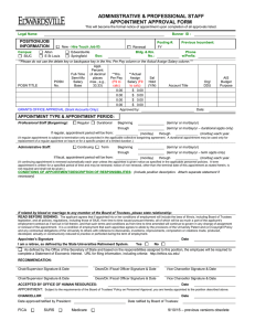 Appointment Approval Form for Administrative Professional Staff