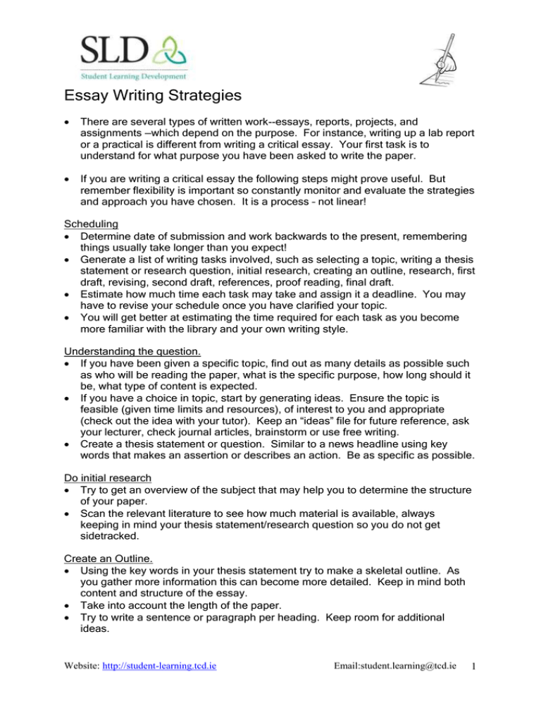 writing strategies essay