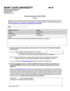 Serious Adverse Event (SAE) Report Form