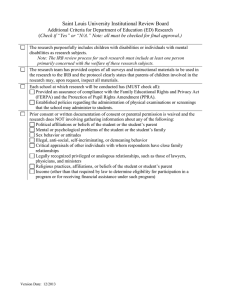 Additional Criteria Checklist: Department of Education