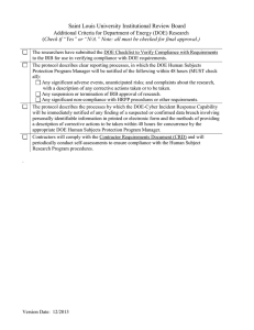 Additional Criteria Checklist: Department of Energy