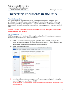 Encrypting Documents in MS Office What is Encryption?