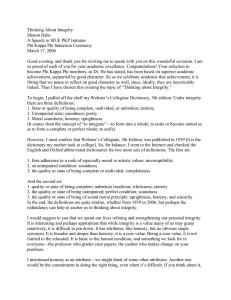 2006: Sharon Hahs, SIUE Provost and Vice Chancellor for Academic Affairs, "Thinking about Integrity"