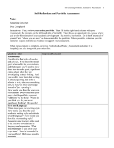 Self-Reflection and Portfolio Assessment Form