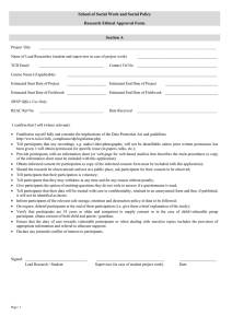 School of Social Work and Social Policy Research Ethical Approval Form