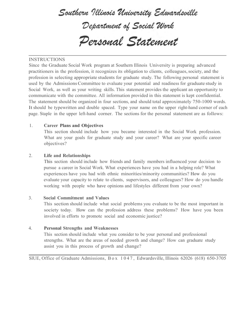 what to include in a work personal statement