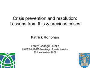 Crisis Prevention and Resolution: Lessons from This Previous Crises