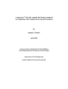 A research paper, "Superpave Asphalt Design and Lab Setup,"