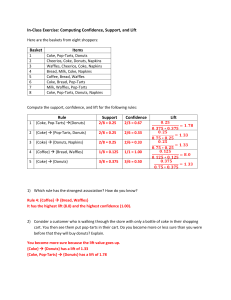 In-Class Exercise #13.1 Computing Confidence, Support, and Lift [KEY]