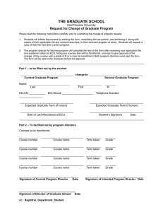 THE GRADUATE SCHOOL Request for Change of Graduate Program East Carolina University