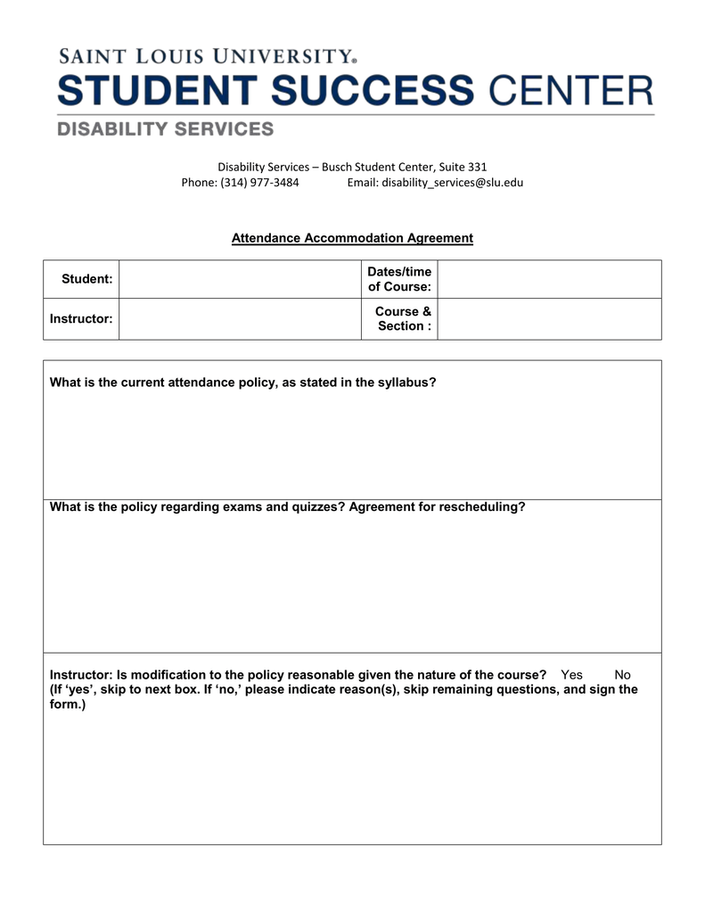 Student Attendance Contract Template HQ Printable Documents