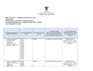 Degree Program:  Computer Information Systems Department: College/School: School for Professional Studies