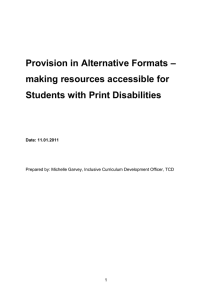 Alternative Formatting Provision Report (Word, 93kb)