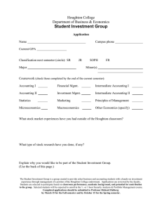 Student Investment Group Houghton College Department of Business &amp; Economics