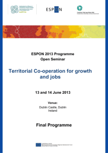 Territorial Co-operation for growth and jobs Final Programme