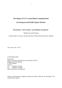 The Impact of U.S. Central Bank Communication on European and Pacific Equity Markets"