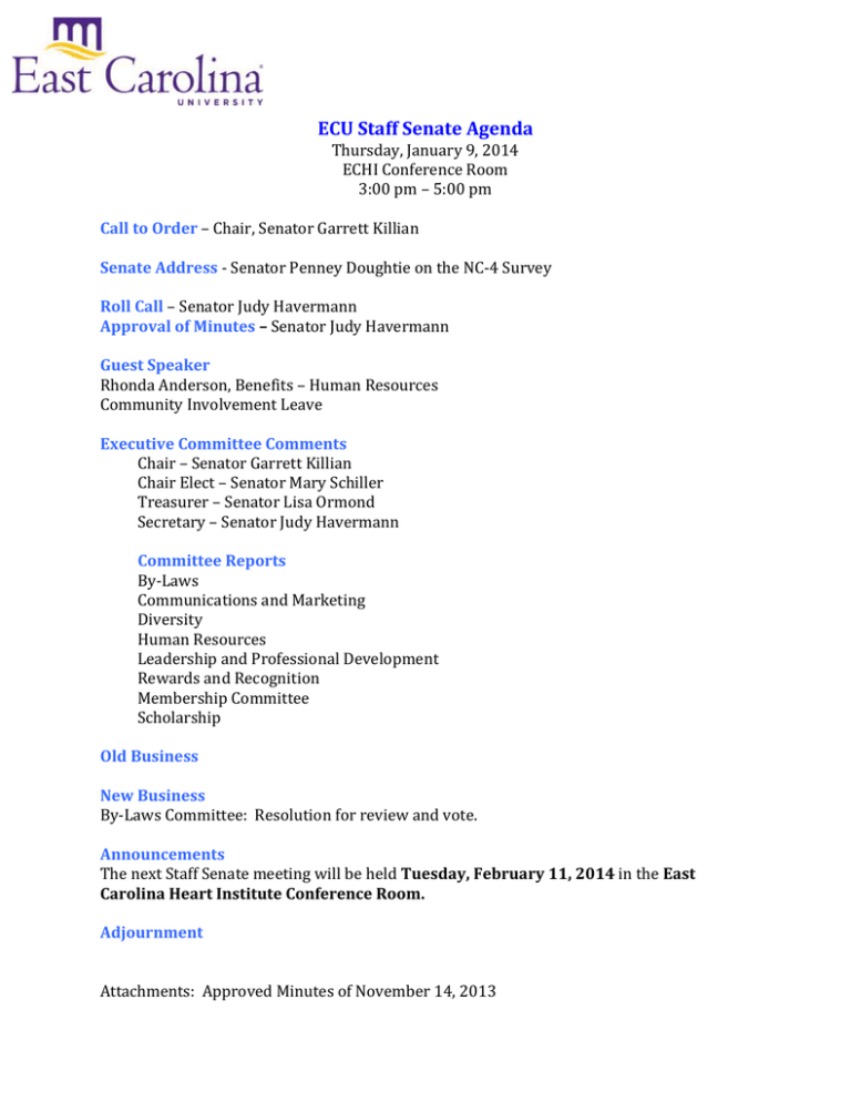 ECU Staff Senate Agenda