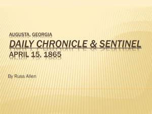 DAILY CHRONICLE &amp; SENTINEL APRIL 15, 1865 AUGUSTA, GEORGIA By Russ Allen