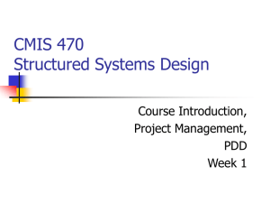 CMIS 470 Structured Systems Design Course Introduction, Project Management,