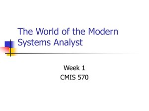 Intro to course, The role of the Systems Analyst