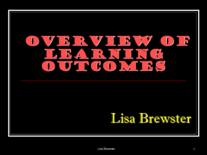Lisa Brewster Overview of Learning Outcomes