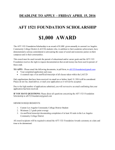 $1,000  AWARD  AFT 1521 FOUNDATION SCHOLARSHIP