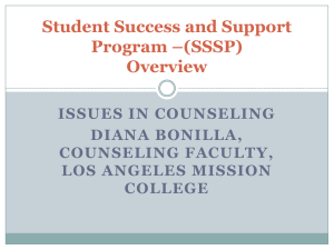 Student Success and Support Program –(SSSP) Overview ISSUES IN COUNSELING