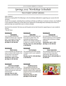 Spring 2015 Workshops (February - May)