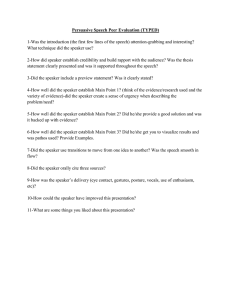 Persuasive Speech Peer Evaluation (TYPED)  What technique did the speaker use?