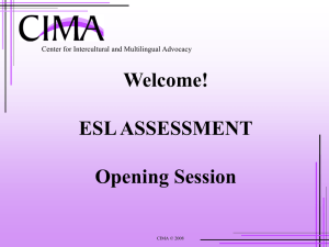 CIMA: ESL Assessment