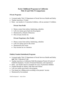 Early Childhood Programs in California Title 22 and Title 5 Comparisons